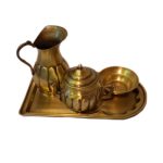 سرویس سماور زغالی 4 پارچه 1 لیتری تمام برنجی