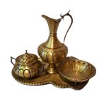 سرویس سماور 6 لیتری طرح آینه تمام برنجی پارچه
