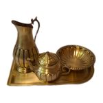 سرویس سماور 4 لیتری آینه ای 4 پارچه تمام برنجی