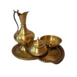 سرویس سماور 6 لیتری 4 پارچه مدل ساده کلاسیک تمام برنجی شیردانی