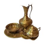 سرویس سماور قلمی 6 لیتری 4 پارچه تمام برنجی رنگ ثابت
