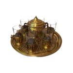سرویس گالش کامل 6 نفره قلم جمشید تمام برنجی