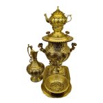 خرید زیباترین سماور 6.5 لیتری لبه دار قلم دست تمام برنجی سرویس کامل