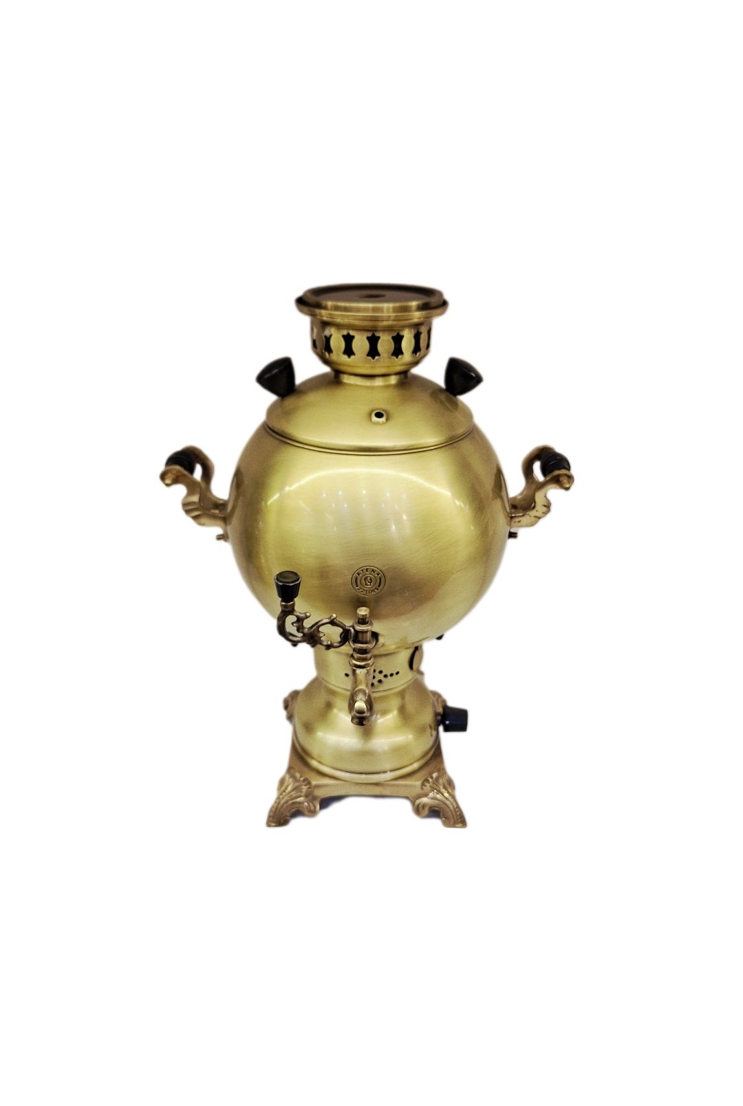 سماور-گازی-شیک.jpg سماور گازی 4 لیتری توپی ساده کلاسیک تمام برنجی - تصویر 1